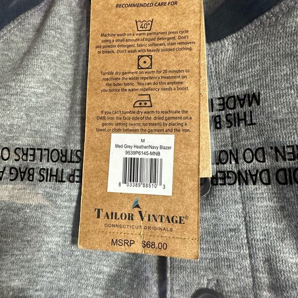 Tailor vintage navy blazer heather gray Henley size M long sleeve - Picture 8 of 8